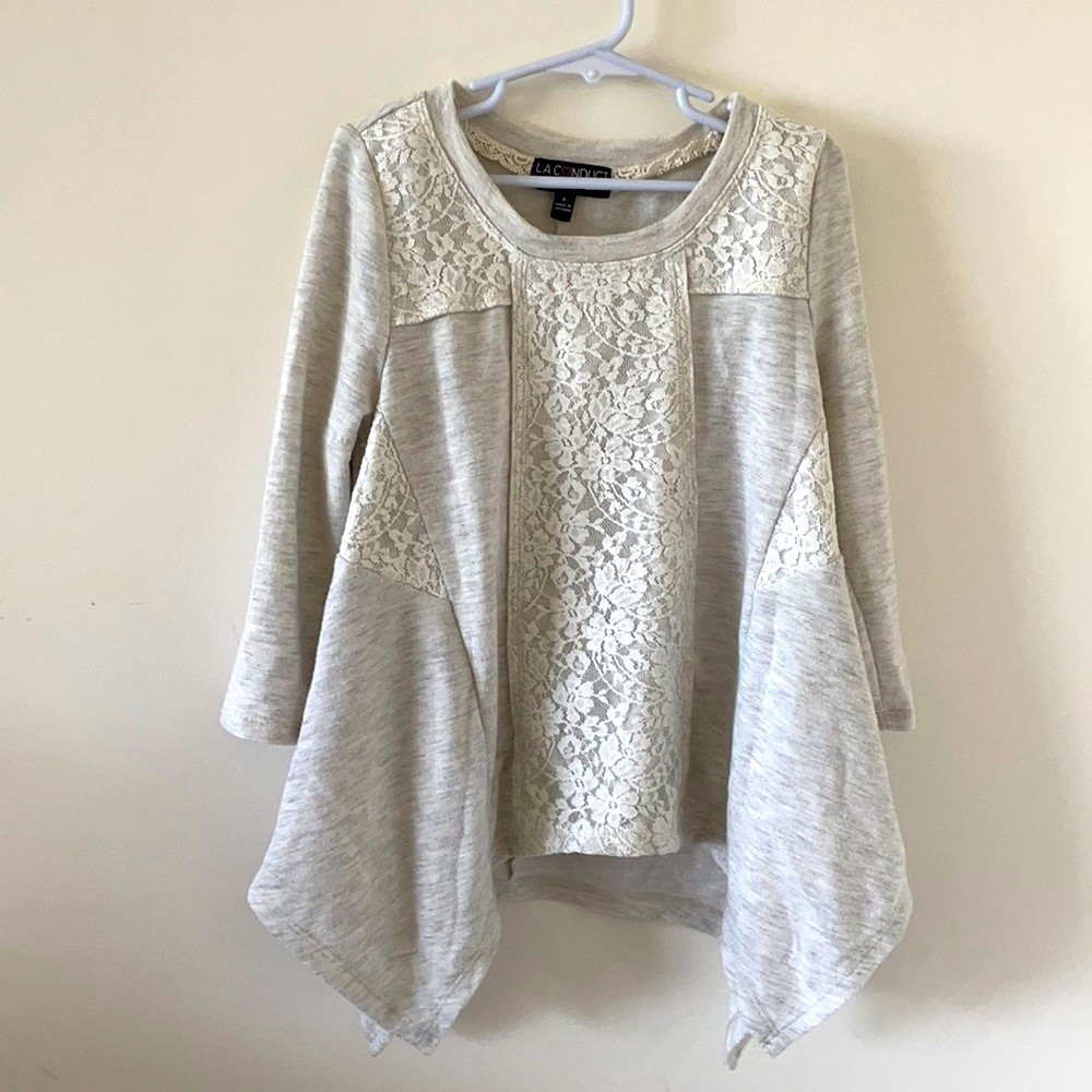 LA Conduct Girls’ Gray Lace Sweatshirt